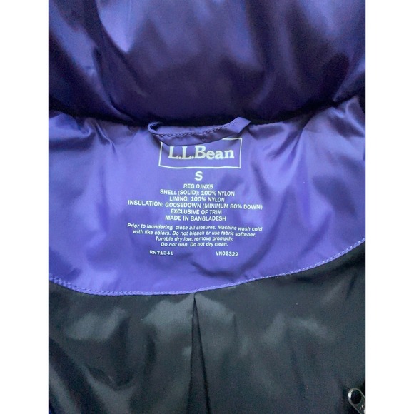 LL Bean Jacket Womens Small Goose Down Parka Puffer Faux Fur Hooded Purple - Picture 4 of 8